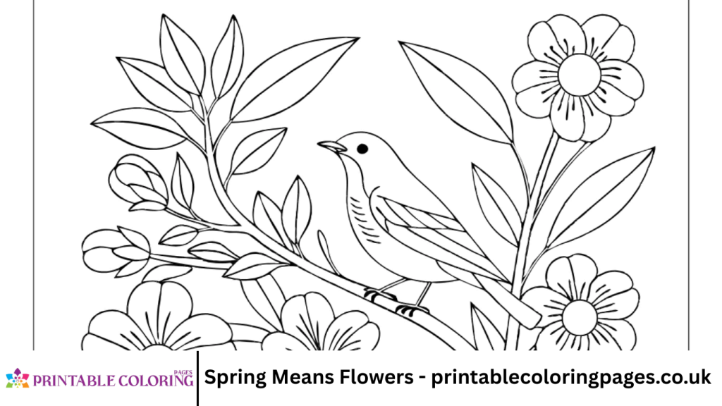 Spring Means Flowers - printablecoloringpages.co.uk