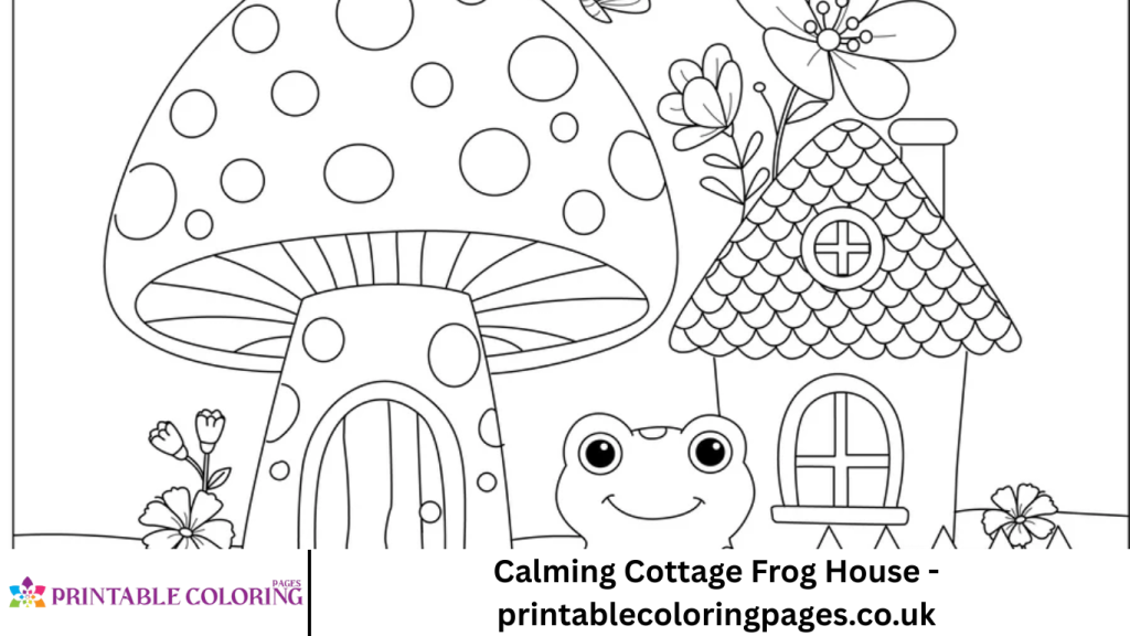 Calming Cottage Frog House - printablecoloringpages.co.uk