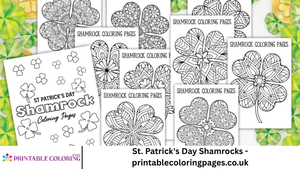 St. Patrick's Day Shamrocks - printablecoloringpages.co.uk