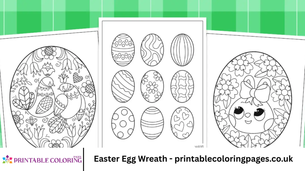 Easter Egg Wreath - printablecoloringpages.co.uk
