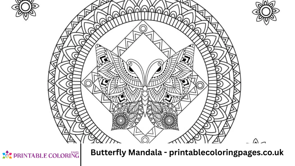 Butterfly Mandala - printablecoloringpages.co.uk